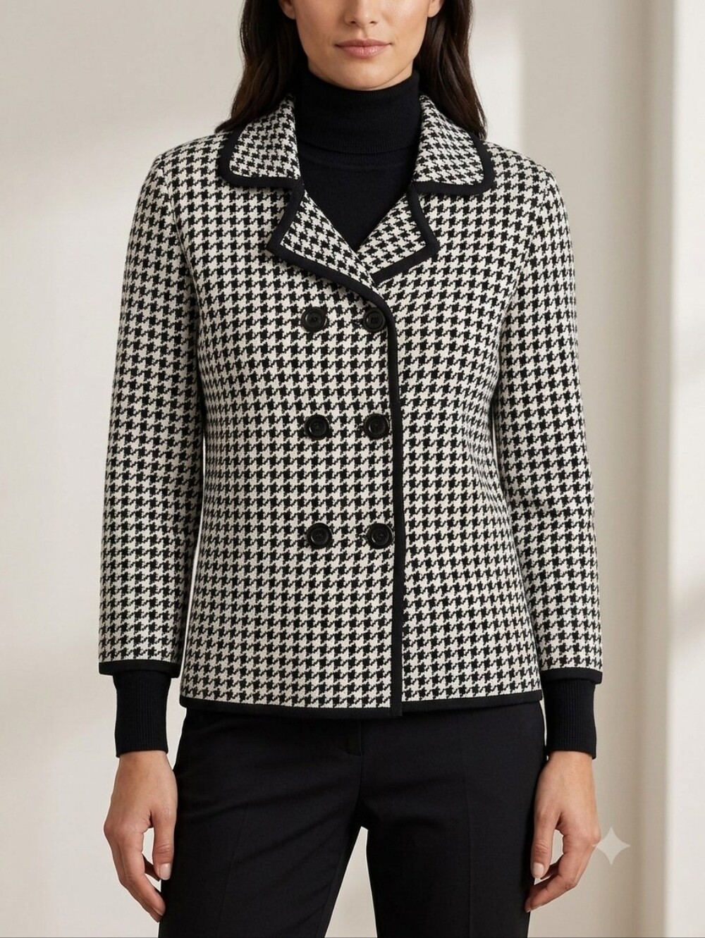 Willie Smith Size Medium Houndstooth 100% Merino Wool Jacket